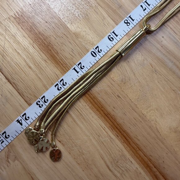 Long Gold-Tone Tassel Necklace With Cylinder Pendant & Dangling Charms By Chicos - Picture 6 of 11